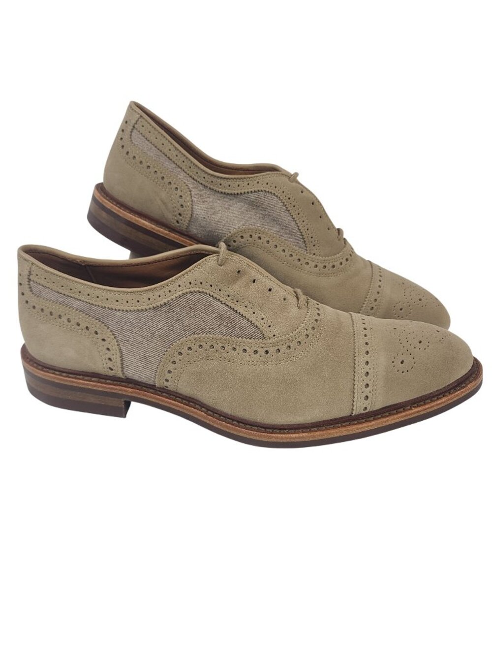 NEW Allen Edmonds Strandmok Wingtip Oxford Shoes Suede & Canvas Mens Sz 13 D Tan